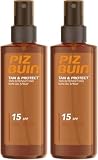 PIZ BUIN Protector Solar Líquido en Spray SPF15, Tan & Protect Acelerador del Bronceado Corporal y Facial, No comedogénico, para todos los tipos de piel, con Vitamina E y Protección UVA/UVB, 150 ml