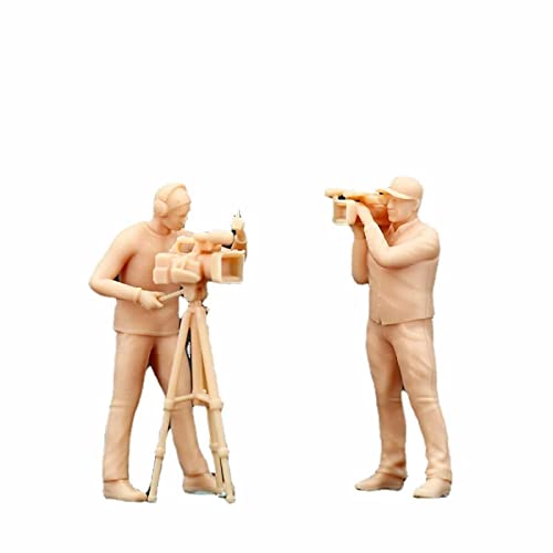ZEDACAKAI (2 Pcs 1/64 Figure Videographer Camera Stand Shoot A Picture Resin Miniature Model Need to Be Colored by Yourself
