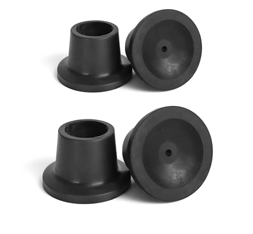 Pepe - Tacos de Goma para Sillas de Ducha Anchos (Tubo 28 mm, x4 uds), Repuesto Redondos, Antideslizantes Silla Baño Negro