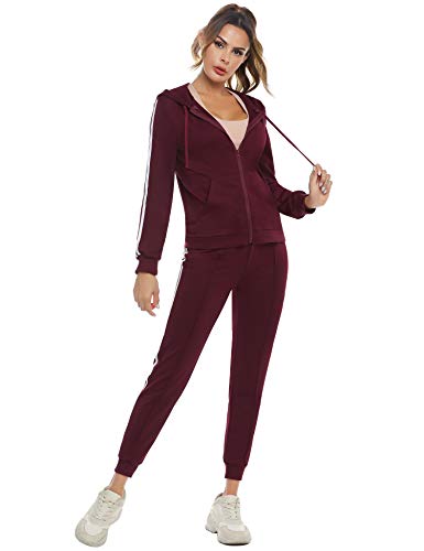 Aibrou Completi Donna Sportivi a Due Pezzi Felpa con Cappuccio e Pantaloni Lunghi Tute da Ginnastica Elastici Tuta per Casual Jogging Training Casa Pigiama Set