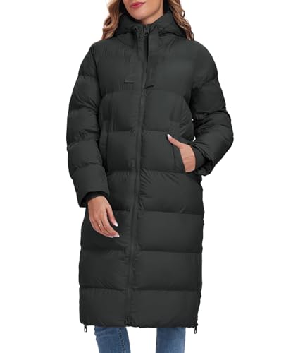 HOTIAN Women's Long Quilted Coat Maxi Length Thickened Puffer Down Jacket Padded Winter Warm Outerwear3