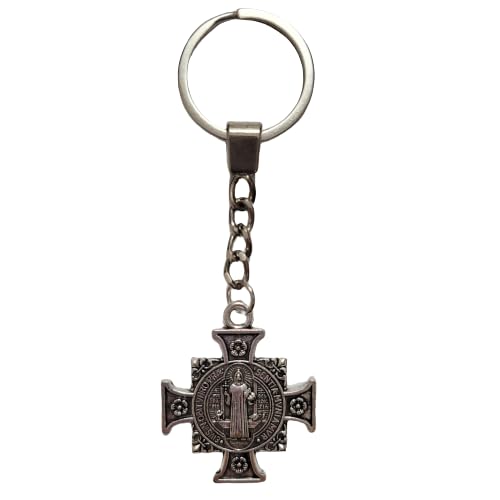 HandmadeSaint Benedict Keychain, St Benedict Medal Catholic, St Benedict for protection, St Benedict Keychain amulet