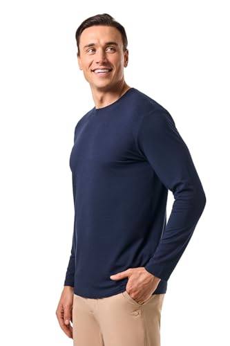 Coolibar UPF 50+ Men's Long Sleeve T-shirt - Sun Protective , Navy , Large