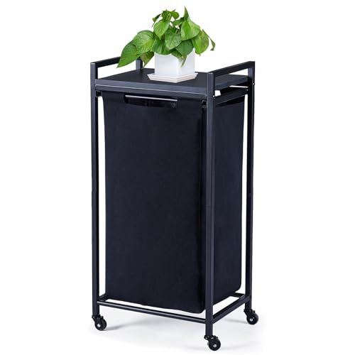 La Mejor comparativa de Estanterías Metálicas para Lavadero - los mas comprados. 37 Cesta de lavandería con ruedas, cesta de lavandería con estante, clasificador de ropa extraíble, capacidad de 10.37 galones, cesta grande con ruedas para el hogar, lavadero,...