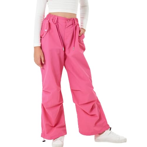 Image of Rolanko Parachute Pants for Girls Y2K Cargo Trousers with Pockets Harajuku Jogger Pants Kids 4-14 Years