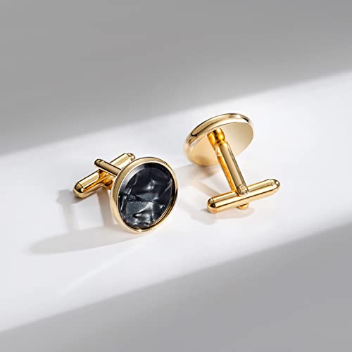 Image of wynameleri Mens Classic Shirts Cufflink Studs, Mother-of-Pearl Tuxedo Shirt Button and Cuff Links Set, Formal Business Wedding Jewelry