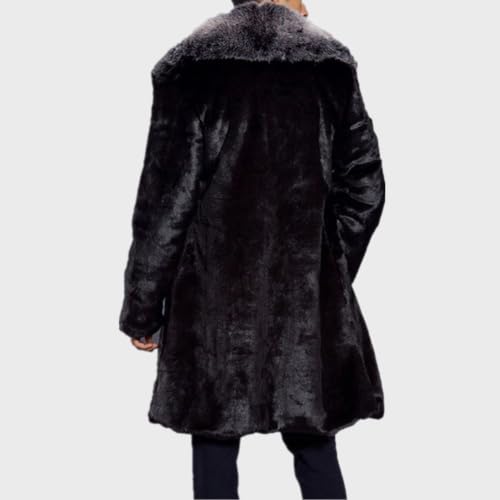 Image of Lisa Colly Mens Faux Fur Coat Jacket Winter Overcoat | Men's Faux Fur Long Jacket, Long Sleeve, Fluffy Warm, Winter Parka Coat