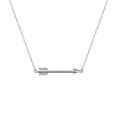 DAOCHONG Arrow Necklace S925 Sterling Silver Classic Love Polished Sideways Arrow Necklace