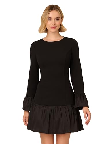 Adrianna Papell Women's Crepe and Taffeta Midi Dress