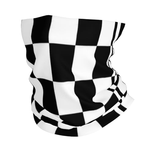 Black And White Checkerboard Pattern Neck Gaiter Face Mask Scarf Bandana Head Wrap Uv Protection Balaclava For Sports