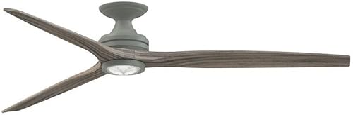 Miniatura 5 de Spitfire - Ventilador de techo empotrado de 3 aspas con kit de luz, 21.08 pulgadas de alto y 72 pulgadas de ancho, acabado de níquel cepillado,