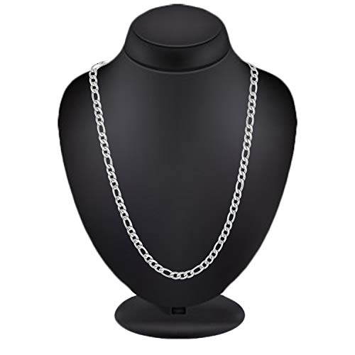 Image of MEENAZ silver chain for men necklace for men chains for boyfriend neck chain for gents chain for boys Stainless steel stylish long chains platinum Locket Pendant fashion-340