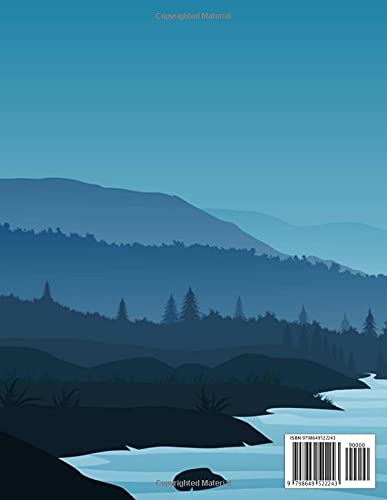 Notebook: Ruled Notebook Journal - Beautiful Blue Mountain and River Painting Cover - 122 Pages - Large (8.5 x 11 inches) - Image 2
