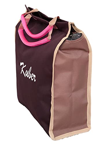 Image of Kuber Industries Lightweight, Foldable & Washable Canvas Grocery Shopping Bag, Tote Bag, Tiffin Bag with Sturdy Zipper & Handles (Wine)-50KM01126