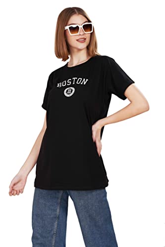 Image of WEET Women's Cotton Long Printed T-Shirt