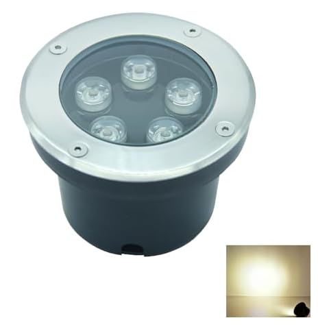 RSN LED Garden Buried Light IP67 Outdoor LED Underground Recessed Inground Warm White 12V for Pathway Patio Super Bright (Warm White, 5W) Cover
