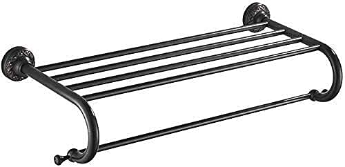 Toallero de latón antiguo doble negro para pared de baño y ducha