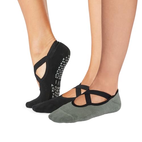 Image of TAVI Chloe Pilates Socks with Grips for Women | Non-Slip Grip Socks for Women, Patented Grip Sole Design, Soft Organic Cotton, Arch Support, Use for Yoga, Barre, Lagree
