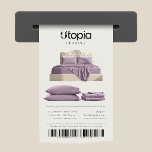 Image of Utopia Bedding Bed Sheet Set - Soft Brushed Microfiber Fabric - Shrinkage & Fade Resistant - Easy Care (Queen, Lavender)