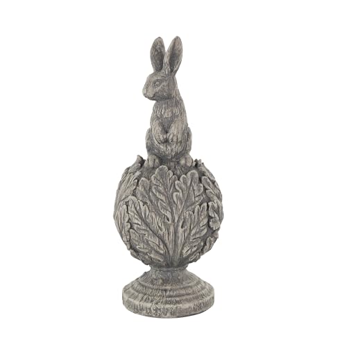 Escultura decorativa de conejo de polystone gris 8 x 8 x 20 in miniatura 7