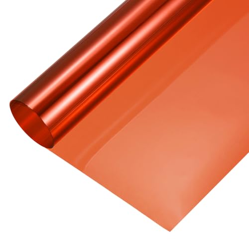 QUARKZMAN Película De Ventana Iridiscente, 30cm x 100cm Tela Holográfica De PVC Película Dicróica Rollo De Papel Vinílico Transparente Para Manualidades DIYs Y Envoltura De Regalos, Naranja