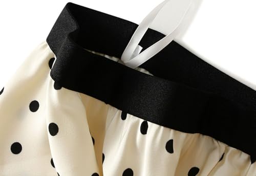 Women Polka Dot A-Line Skirt Satin Flowy Midi Long Skirts Elastic Waisted Pleated Skirt Trendy Dressy Casual Skirts4