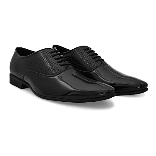 Image of San Frissco Textured Formal Oxfords Faux Leather Upper Cushioned Footbed | Comfortable Fashionable Stylish Flexible for Men
