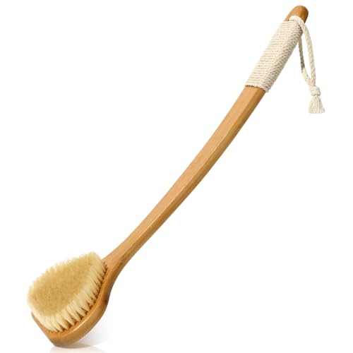 Bamboo Back Scrubber with Curved Long Handle