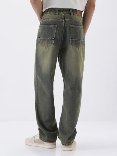 Image of Urbano Fashion Men's Loose Baggy Fit Heavy Washed Jeans Non-Stretchable
