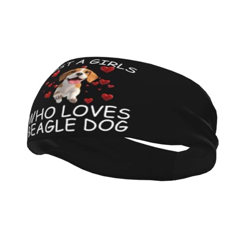 Just A Girls Who Loves Beagle Dog Adjustable Sports Headband Moisture Wicking Sweatband for Running Workout