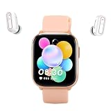 Diyeeni Reloj Deportivo con Auriculares, Reloj Rastreador de Ejercicios Bluetooth 2 en 1, Llamada Bluetooth, Recordatorio de Llamadas, Modos Multideportivos, NFC, Pantalla Táctil HD de (Pink)