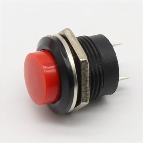 Interrupteur à bouton-poussoir momentané 16mm OFF-(ON) lot de 12 pièces couleur rouge
