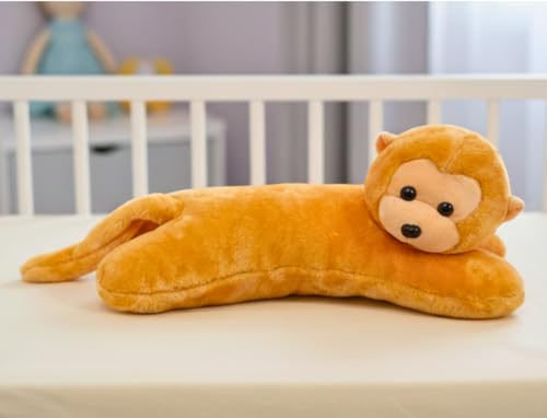 Image of Tickles Monkey Soft Stuffed Plush Animal Bolster Pillow Cushion for Kids Boys & Girls Birthday Gift (Size: 40 cm Color: Orange)