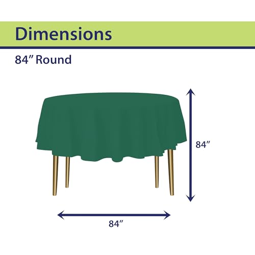 Image of Party Dimensions Green Disposable Plastic Tablecloth for Round Tables (36 Pack) Table Cloths for Parties, Events & Weddings, Indoors & Outdoors, 84 inches, Plastic Table Cover