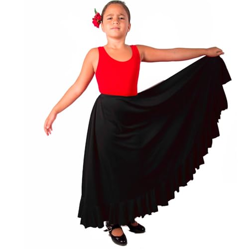 El Rocio desde 1980 Faldas de Baile Flamenco de Inicio para niñas (FR/ES, Edad, 8 años, Regular, Negro)