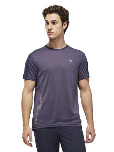 Image of TECHNOSPORT Men's Slim Fit Color Block T-Shirt, Technocool Quick Dry Anti-Microbial Short Sleeve Sports Tee for Gym, Running, Training & Everyday Wear
