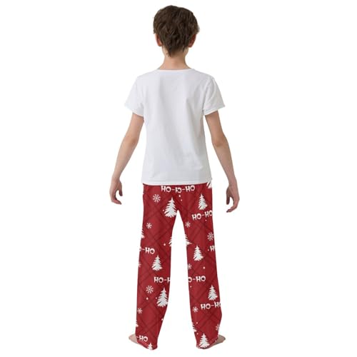 Boys' Pants Winter Christmas Tree Red Checkered Long Bottoms Jogger Pants Elastic Waist Trousers with Pockets S-XL3