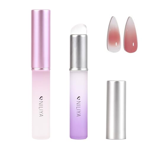 NILIYA Silicone Chrome Nail Powder Applicator 2PCS Ombre Brush Nail Art Tools for Beginners