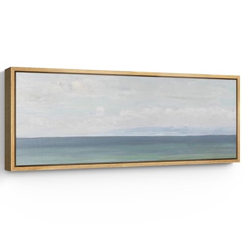 SIGNFORD Large Framed Canvas Print Wall Art Peaceful Coastal Horizon