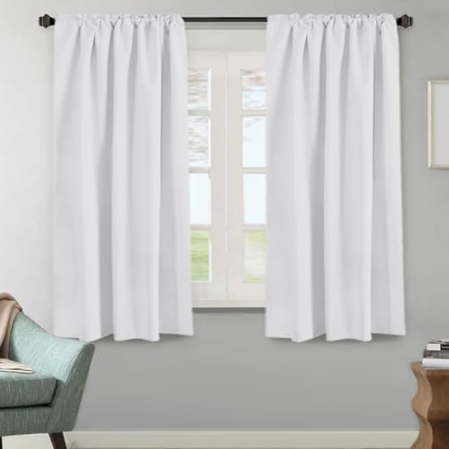 Image of H.VERSAILTEX White Curtains Thermal Insulated Window Treatment Panels Room Darkening Privacy Assured Drapes for Living Room Back Tab /Rod Pocket Bedroom Draperies, 52 x 63 Inch, 2 Panels