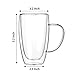 2-Pack 15 Oz Double Walled Glass Coffee Mugs with Handle,Large Insulated Layer Coffee Cups,Clear Borosilicate Mugs,Perfect for Cappuccino,Tea,Latte,Espresso,Hot Beverage,Wine,Microwave Safe
