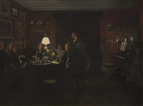 Cuadro en lienzo Charla vespertina de Viggo Johansen pintura al óleo clásica 60x90cm
