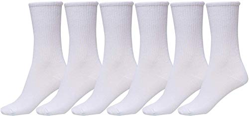 Hanes Women's Cushion Crew Socks with FreshIQ 6-Pack, white, 10-12 (Shoe Size 8-12)