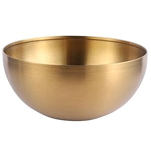 Haskoss Large Capacity Cold Noodle Container, Stainless Steel Salad Bowl, Donburi Bowl, Unbreakable Bowl, Soup Rice Noodle Ramen Bowl, Kitchen Food Container, Gold, 5.9 x 2.8 inches (15 x 7 cm)