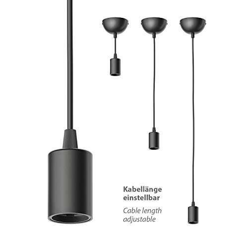 ledscom.de 2 pcs. Pendant Light/Hanging lamp DORI, Black matt, 1x E27 max. 60W - Image 2