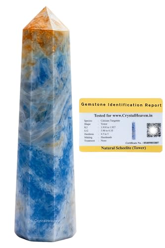 Image of Crystal Heaven Certified Scheelite Tower Obelisk Point For Chakra, Healing And Balancing - Aaa Grade Original Certified Gemstone Agate For Reiki Meditation Yoga Spiritual (2-3 Inches)