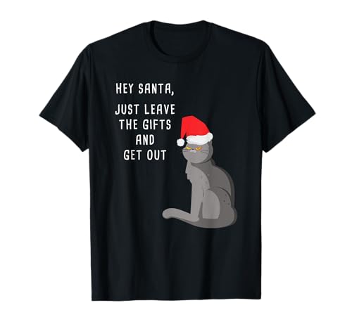 Hola santa, solo deja los regalos & Sal - Gato de Navidad Camiseta