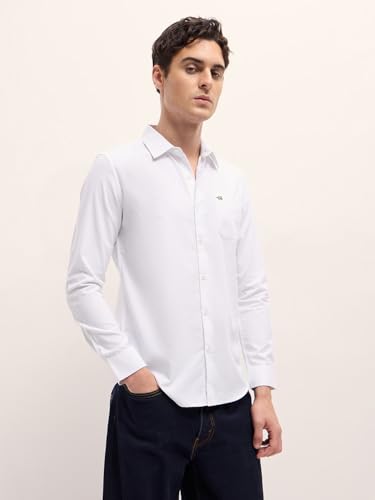 Image of THE BEAR HOUSE Men's Solid Slim Fit Polyester Casual Shirt