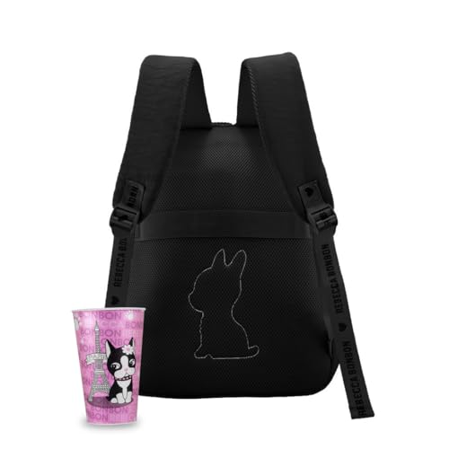 Mochila Escolar Rebecca Bonbon Crinkle Bolso Antifurto Bolso Notebook Com Copo RB 550 Mls (Preto)