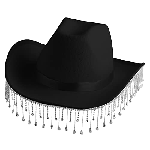 BUBEFSKD Poids léger pour pierres de refroidissement strass Décoration Fedora pour hommes Casquette de cowboy respirante avec bord Style occidental H bétail
